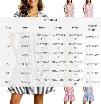 Dresses for Women with Pocket Summer 2026 Striped V Neck Ruffle Sleeve Dress A Line Tiered Casual Beach Dress