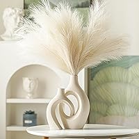 Vista 3 de Snuggle Hollow - Juego de 2 jarrones de cerámica huecos, estilo bohemio ins redondo nórdico moderno de mediados de siglo estético decorativo