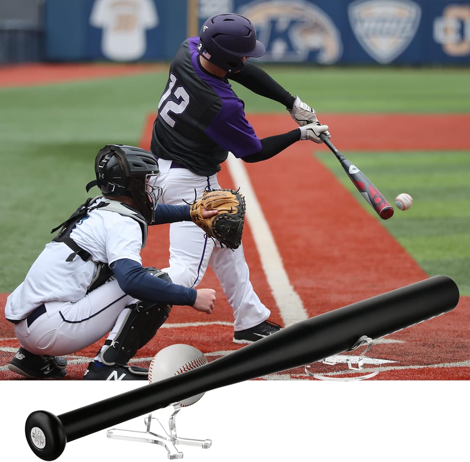 Cosmos 1 Set Desktop Baseball Bat Stand Acrylic Baseball Bat Desk Display Holder Softball Bat Storage Desk Rack for Memorabilia and Collectible, Fits Up to 2-5/8” Barrel Size (Transparent Clear)