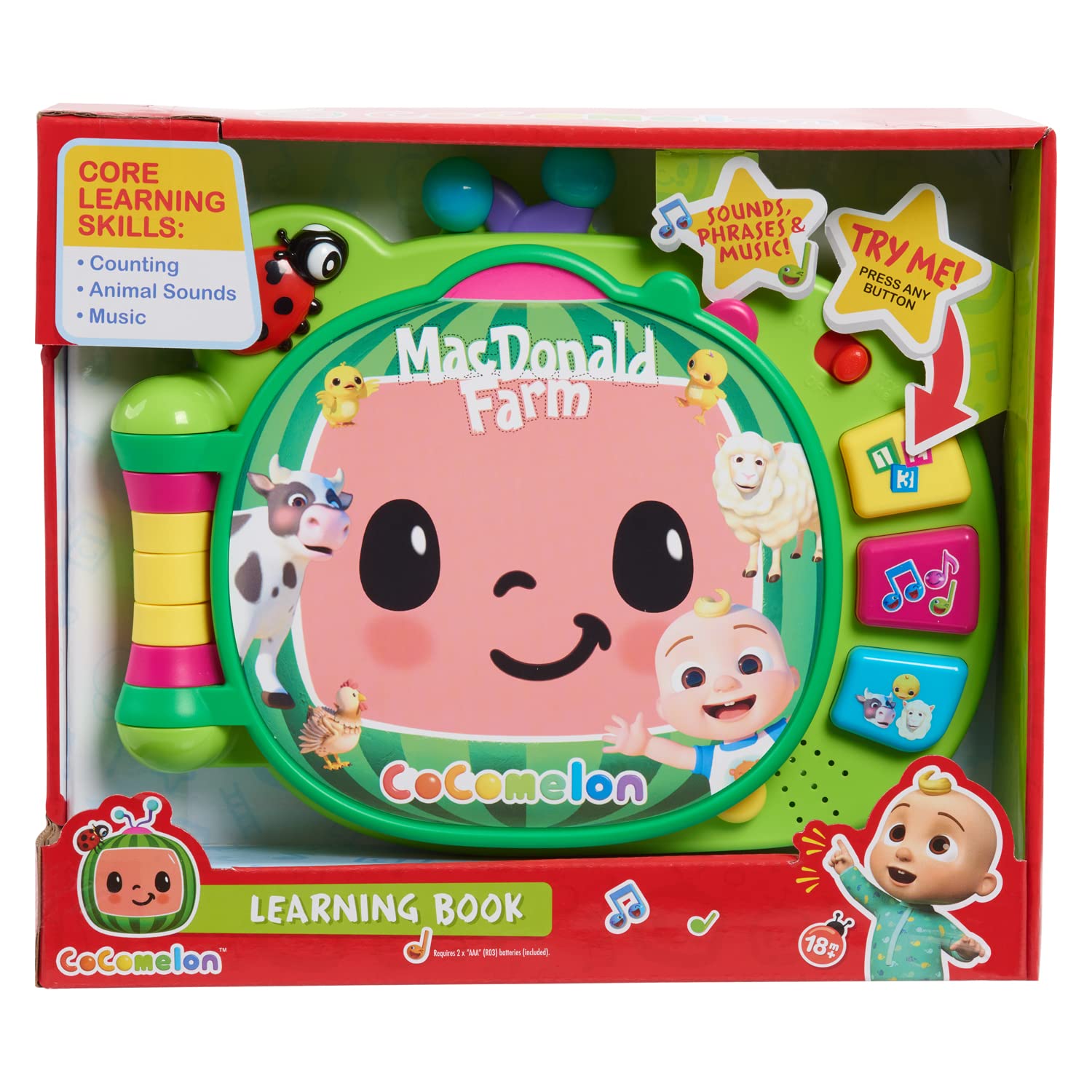 CoComelon , libro de aprendizaje J.J., funciones de aprendizaje y electrónica, juguetes para niños a partir de 18 meses, CCM10 (versión francesa)