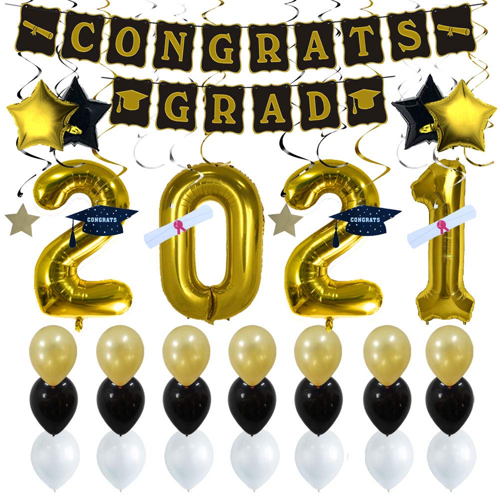 Buy Graduation Decorations 2021 Graduation Party Supplies Gold and