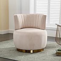 Vista 14 de Silla giratoria de terciopelo, sillón giratorio tapizado de 360 grados, moderno y cómodo sillón redondo para sala de estar pequeña, dormitorio