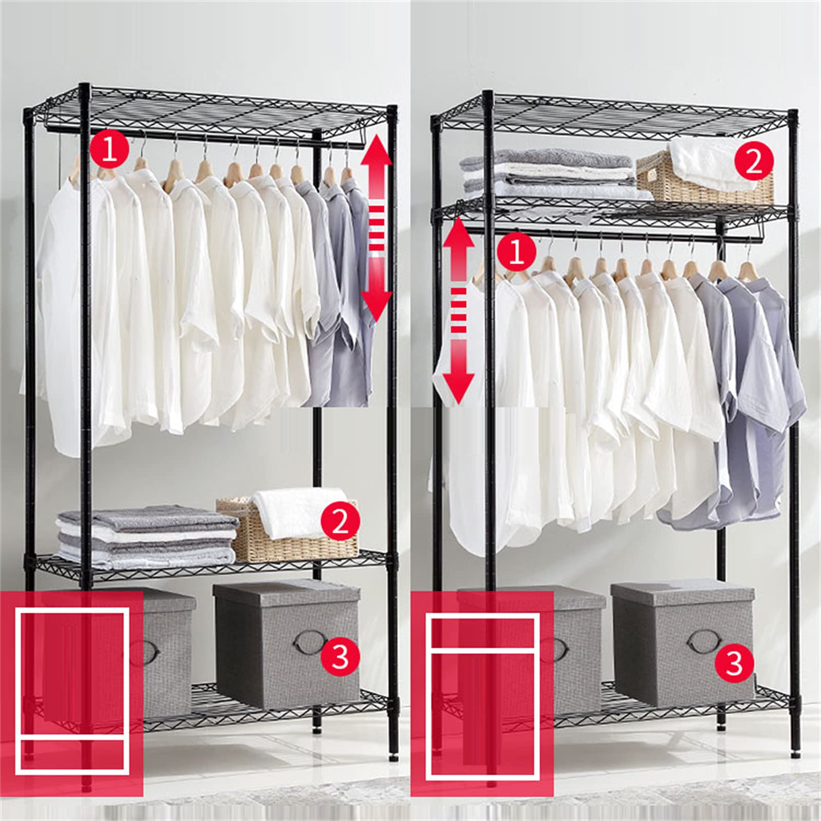 Produktbild von Tragbarer Kleiderschrank, 170 Cm Schrank Zum Aufhängen Von Kleidung, Kleiderstän