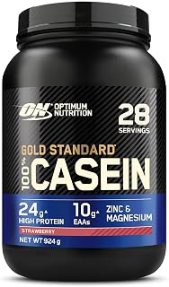 Optimum Nutrition Gold Standard 100% Casein Slow Digesting Protein Powder with Zinc, Magnesium and Amino Acids, Support Muscle Growth & Repair Overnight, Strawberry Delight Flavour, 28 Servings, 924 g