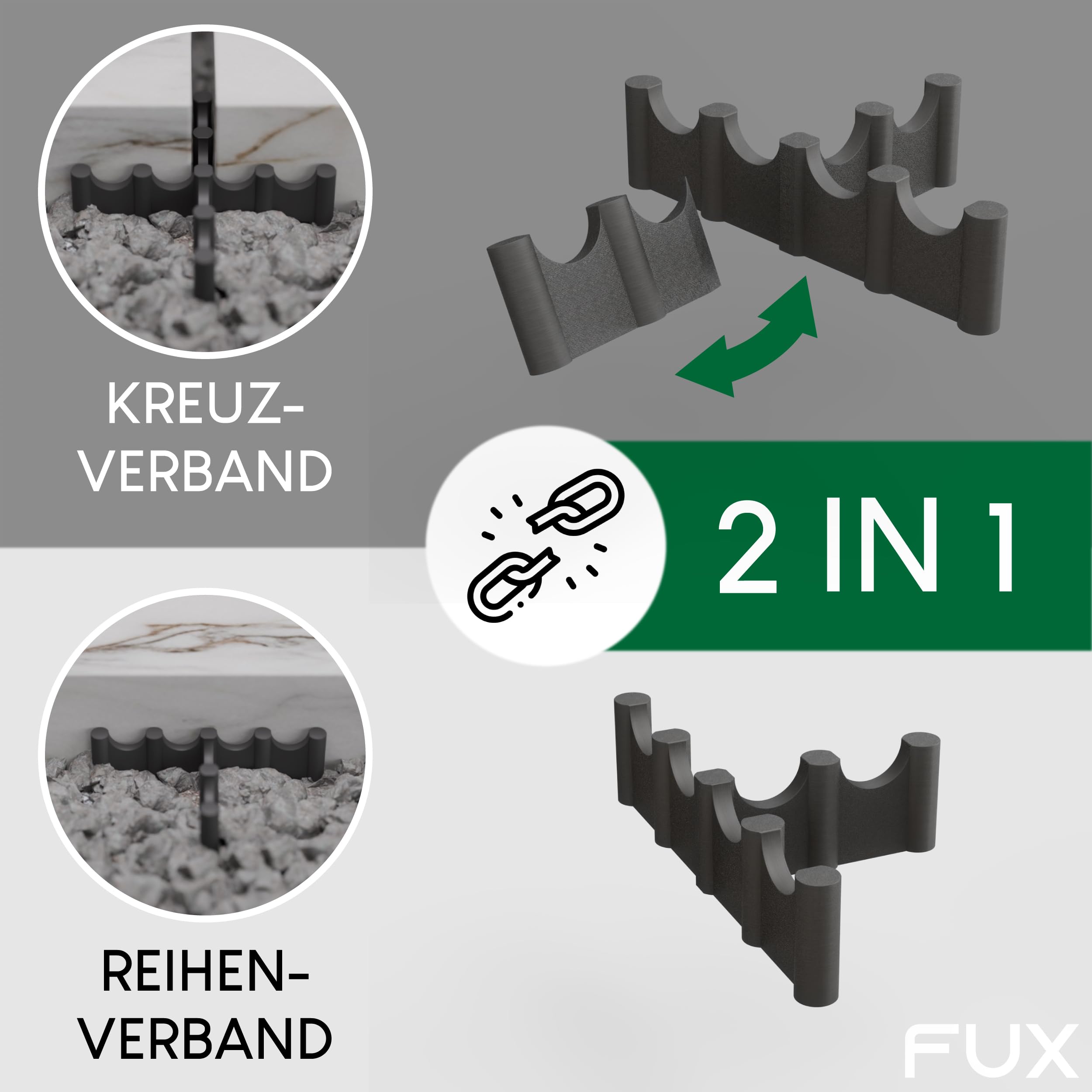 Fugenkreuz Terrassenplatten 150 Stück - 5mm - 15mm Höhe - Abstandshalter Kunststoff mit Sollbruchstelle - UV- & witterungsbeständig