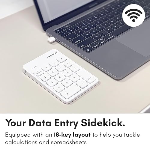 Miniatura 2 de Macally Teclado numérico inalámbrico USB C  Teclado numérico para Mac MacBook iMac  Inalámbrico de 10 teclas para computadora portátil, computadora