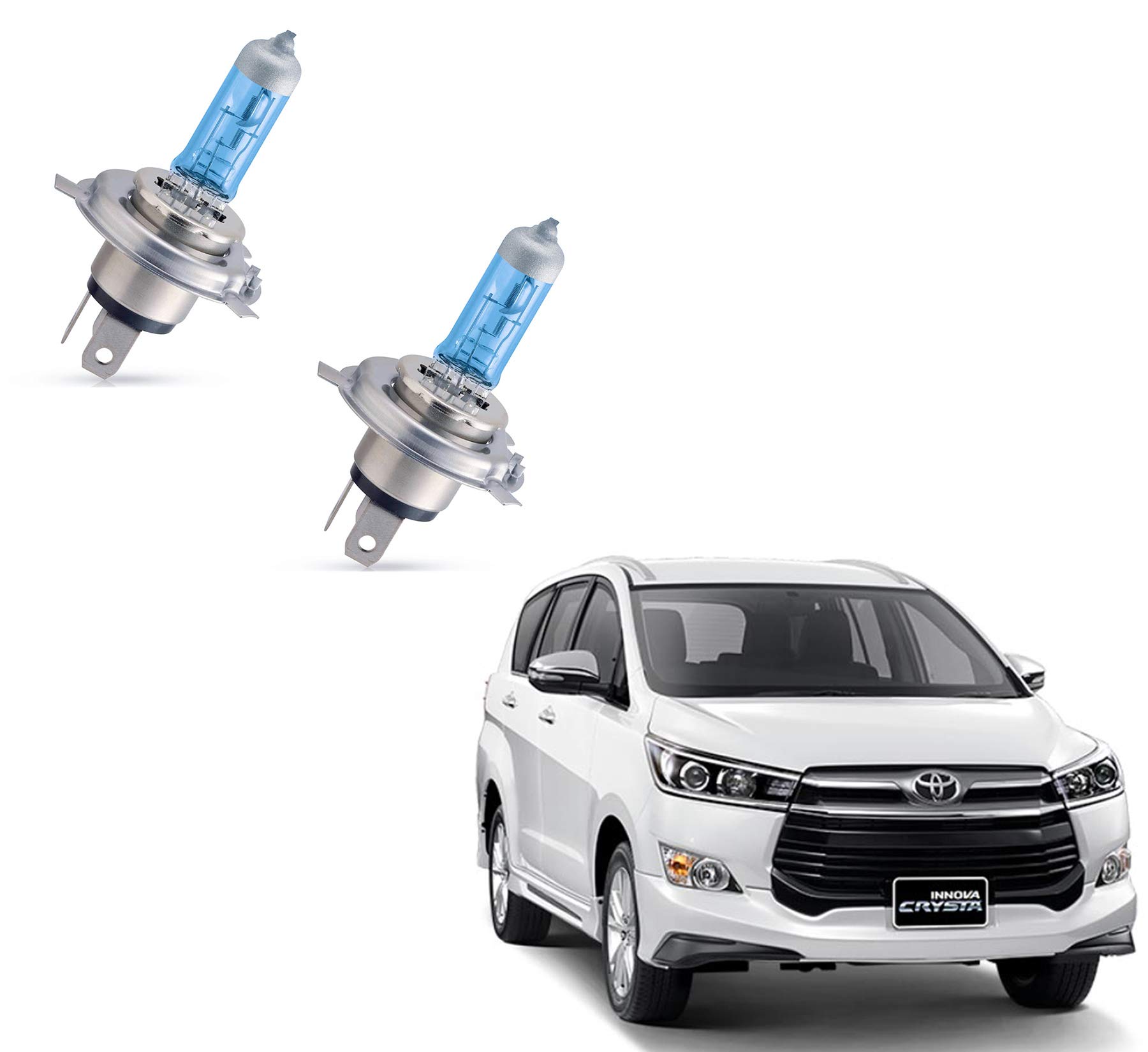 Auto Pearl H4 Ultra Blue High Beam Halogen Head Lamp Bulb Compatible with- Innova Crysta 2019 (Set of 2)