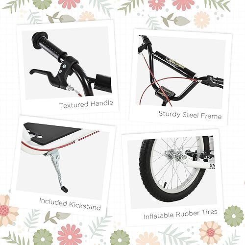 Miniatura 6 de Aosom Youth Scooter Kick Scooter for Kids 5 with Adjustable Handlebar 16 Front and Rear Dual Brakes Inflatable Wheels Black, Blue, White