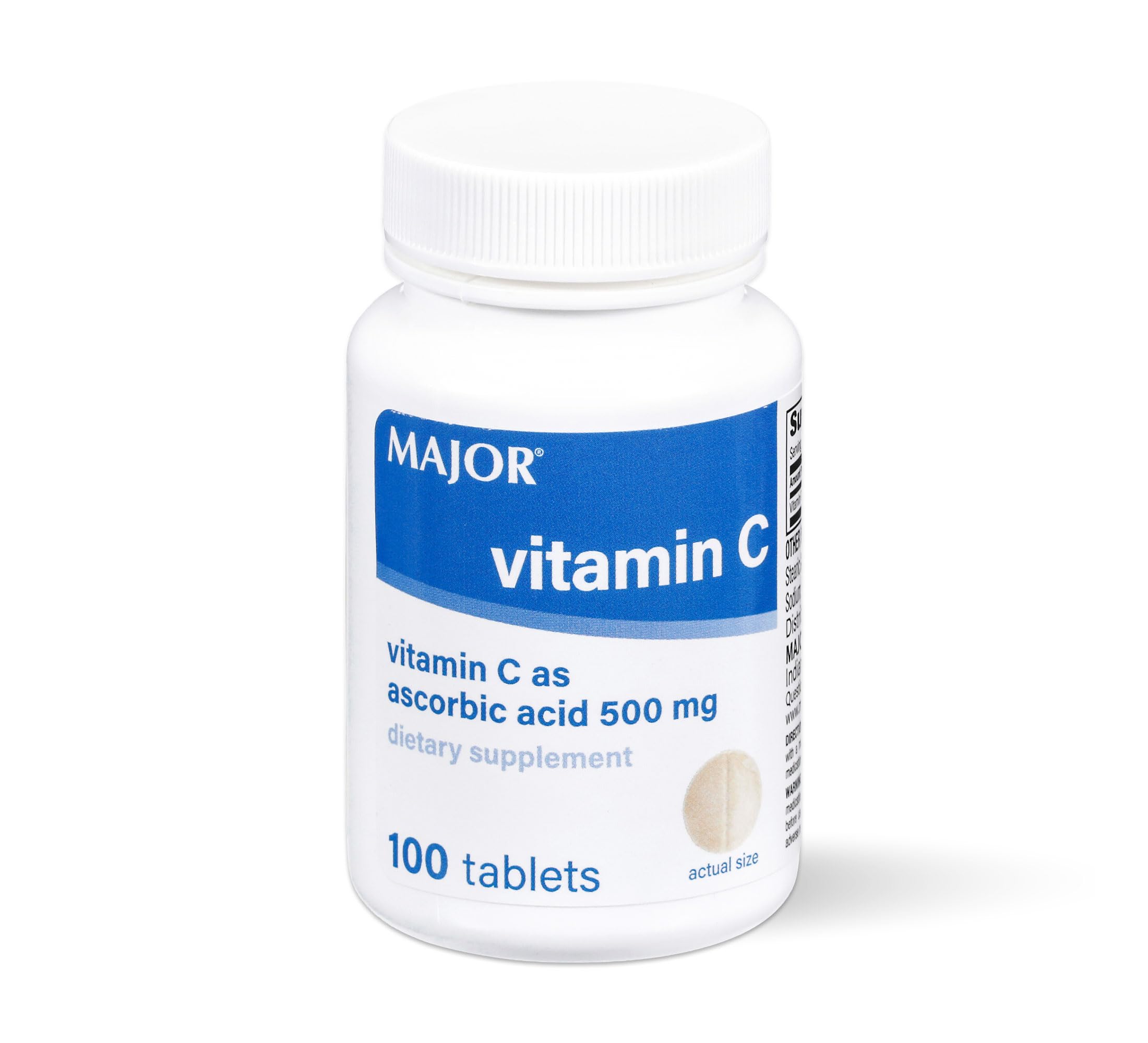 MAJOR Vitamin C-500 mg Ascorbic Acid - Vitamin C Tablets - Dietary Supplement - 100 Count (1 Pack)