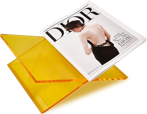 Honygebia Soportes de libros acrílicos dorados, soporte para libros de acrílico con marco cruzado, soporte abierto para exhibición y lectura,