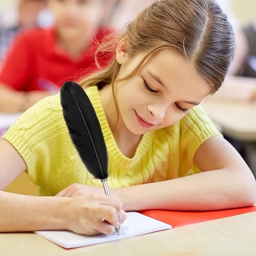 Miniatura 7 de 20 bolígrafos de plumas de 0020in tinta negra vintage para boda boda fiesta escuela oficina escritura negro