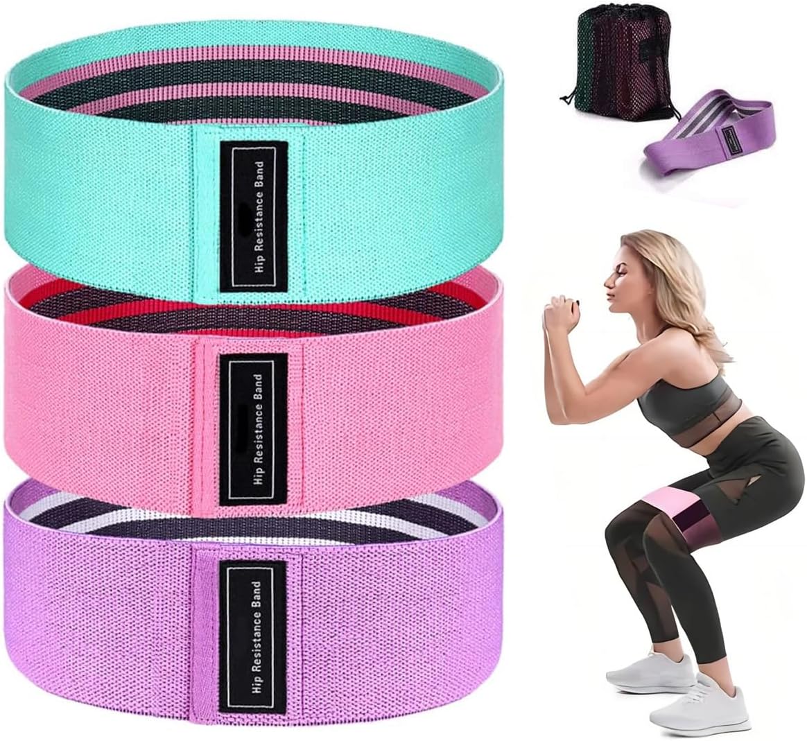 Aowin 3 Pcs Resistance Bands for Workout Set,Premium Fabric Resistance Bands for Legs and Butt,Non Slip Booty Bands for Women Strength Training,Pilates,Yoga,Home Exercise,3 Workout Band Levels