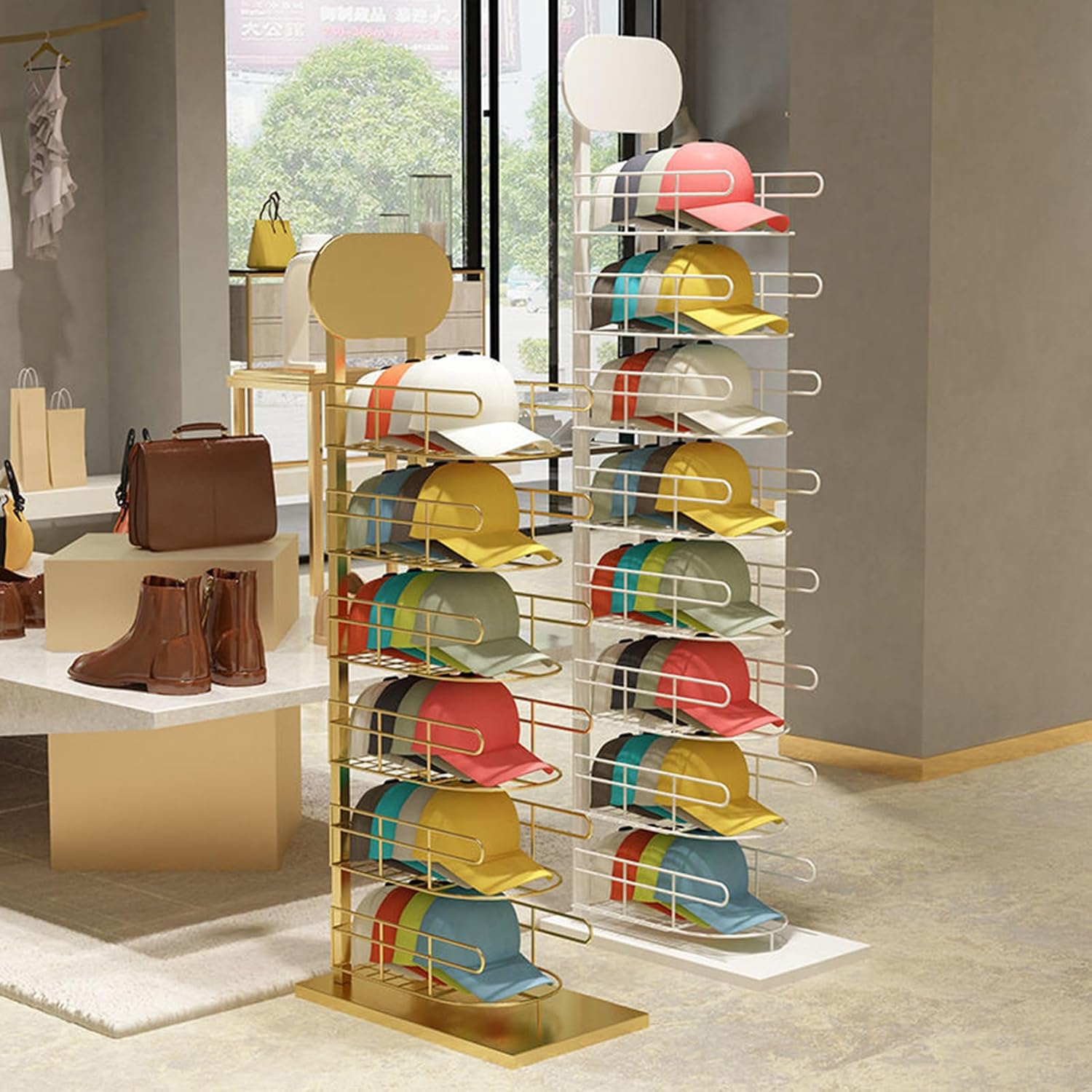 Display Stand Hat Racks Metal Hat Display Stand Hat Hanger Organizer Free Standing Caps Holders Metal Floor Rack for Caps Hats - Vertical Hat Rack