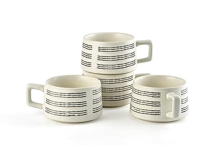 SYJAN HOME Ceramic Espresso Cups with Handle,Porcelain Coffee Mugs Latte Mugs with Handle Perfect for Double Shot, Americano, Milk and Tea (White, 8 OZ)