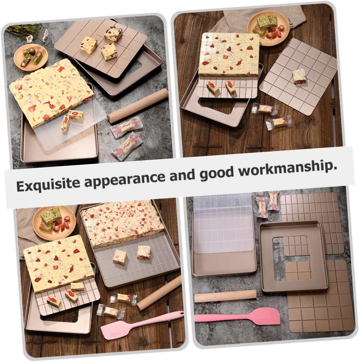 Cabilock 1Set Nougat Baking Mold Set with Grating Board Wear-resistant Metal Pastry Molds for DIY Candy and Dessert Making Small Portable Bakeware for Beginners and Experienced Bakers