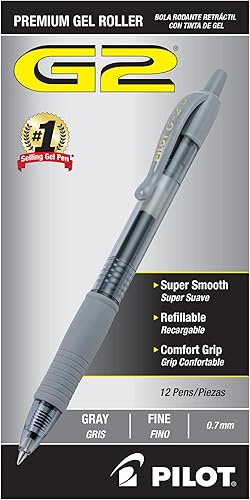 Miniatura 1 de Pilot, G2 Premium - Bolígrafos de gel de punta fina de 0.028 in, color gris, paquete de 12