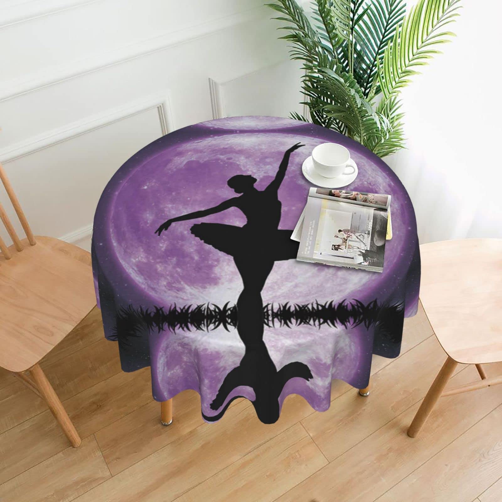 Lawenp Ballerina Dance Decorative Round Table Cloths - 60 Inches in Diameter for Buffet Tables, Parties, Holiday Dinners.