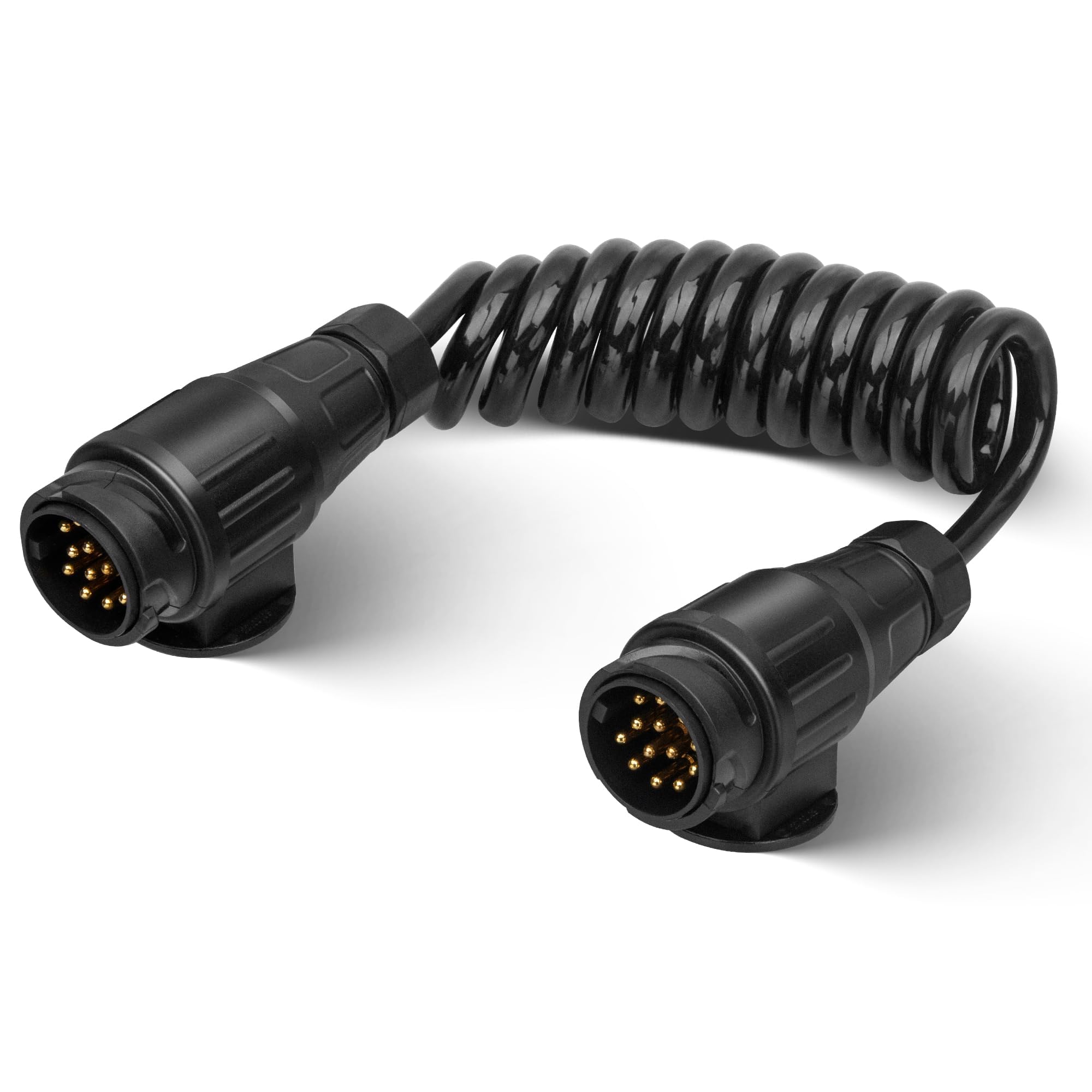 RED WOLF Anhängerkabel 13 Polig mit Stecker 1.8M, 13 Pol Anhängerstecker auf 13 Poliger Stecker Adapterkabel für Anhänger Kfz Wohnwagen Wohnmobil Fahrradträger LKW Kabelbaum 13 Poliger Spiralkabel