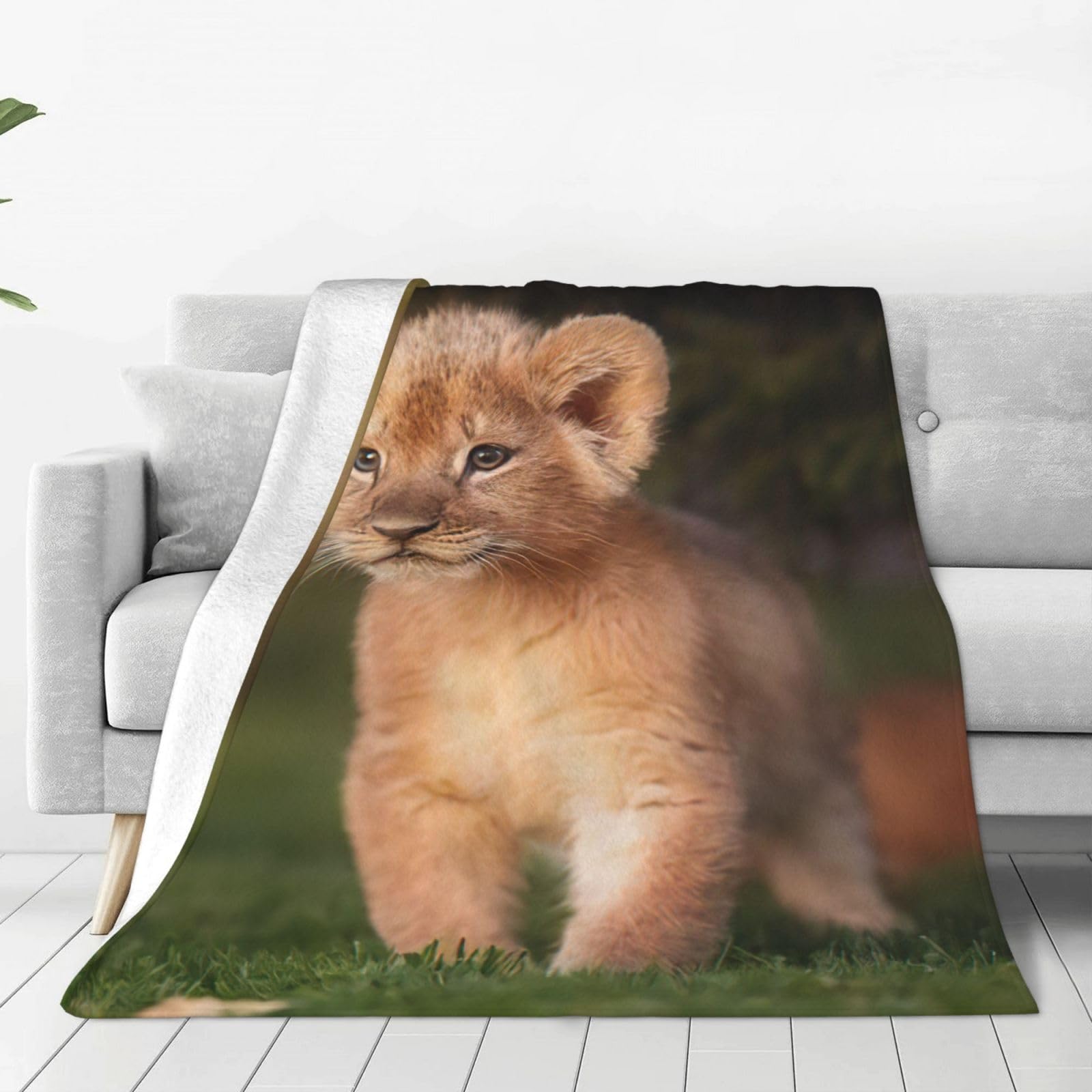 Couverture polaire douce et chaude plaid lion artistique plaid canapé jeté de lit