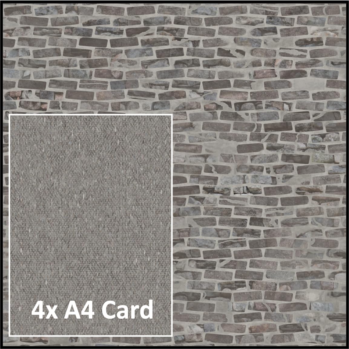 Real Stone Wall Scenery Sheet for Model Railways Dioramas & Wargaming Terrain - 0 to 00 Scale Card A2 4X A4 Double Sided - Image 4