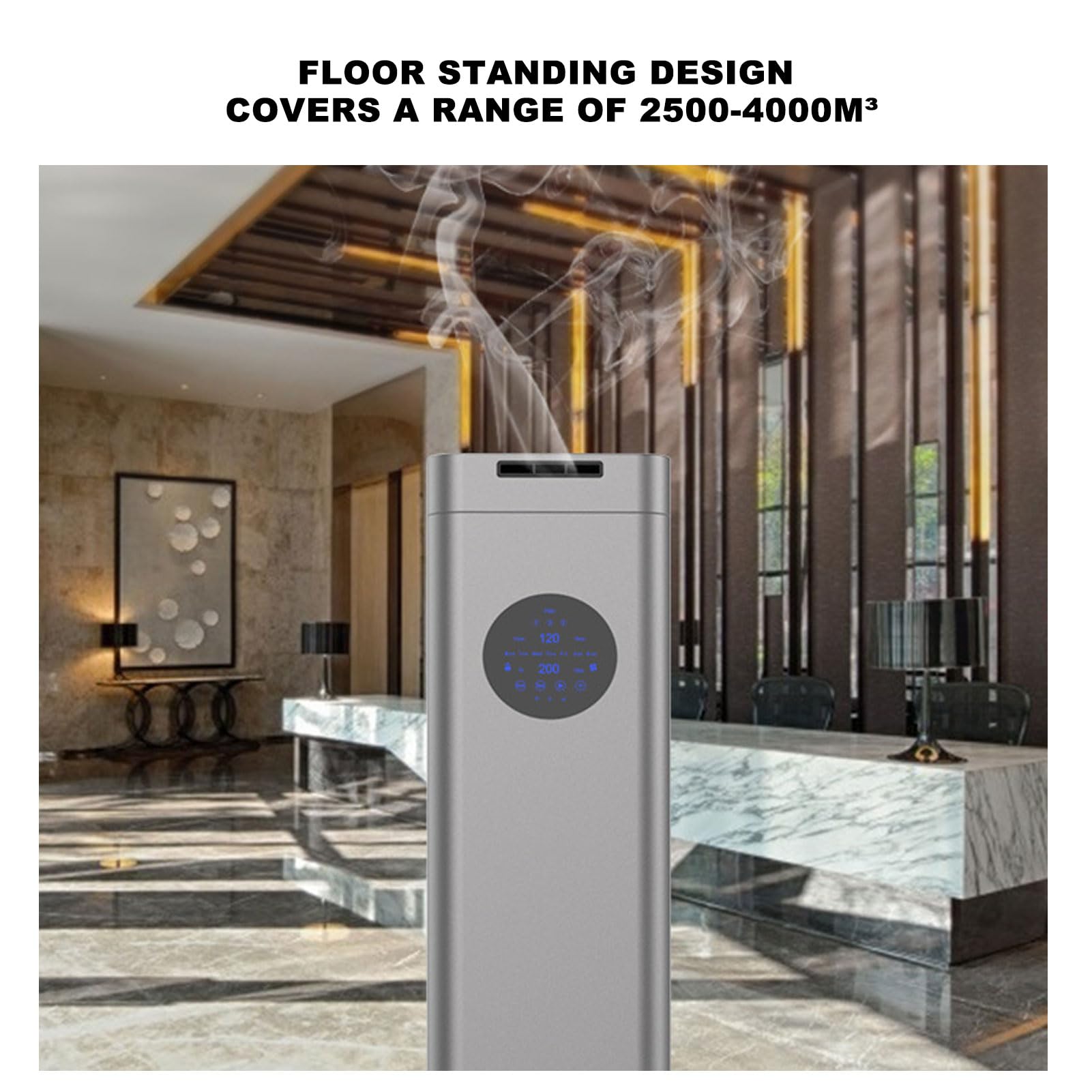 Diffusore di Oli Essenziali di Grande capacità, Design a Colonna da Pavimento, Macchina per Aria Profumata da 1,5 Litri, con Funzione Timer per Casa, Hotel, Ufficio(EU 100-240 V)