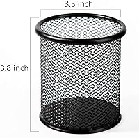 Vista 4 de Ameceres Paquete de 4 soportes de malla de alambre para lápices, vasos de metal, estuche organizador de bolígrafos, tarro negro para oficina y hogar