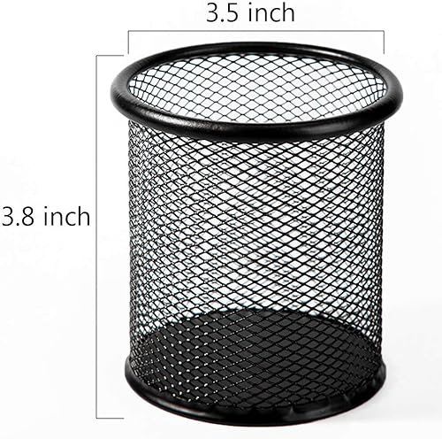 Miniatura 4 de Ameceres Paquete de 4 soportes de malla de alambre para lápices, vasos de metal, estuche organizador de bolígrafos, tarro negro para oficina y hogar