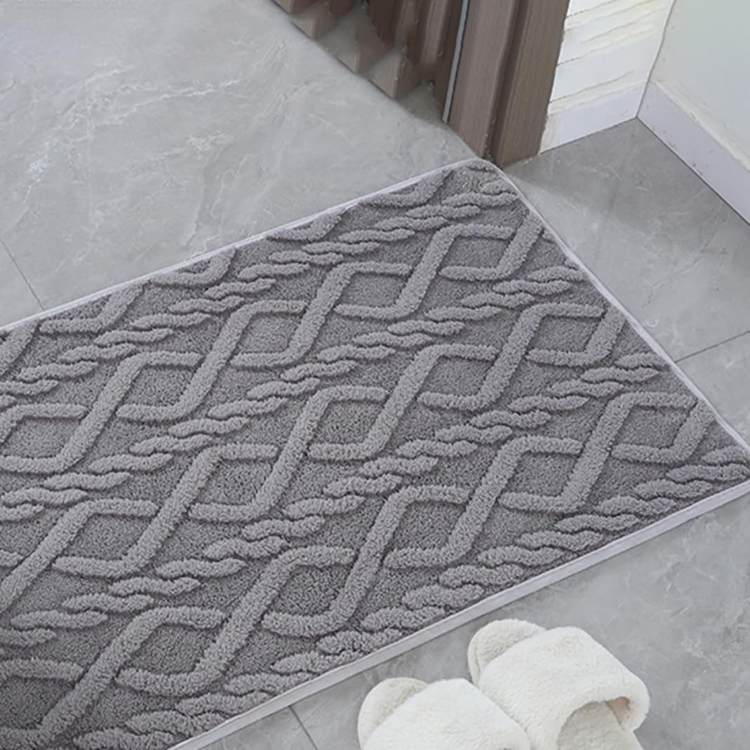 バスマット 足拭きマット 玄関 大判 室内 浴室 洗面所 バスルーム 無地 ふわふわ グレー 速乾 吸水 滑り止め 100x160C