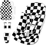 DILIMI Insert de siège de voiture pour bébé, tête de siège pour bébé avec 3 Paddings en bracelet, Coussin de siège de voiture pour poussette, balançoire, Bounceurs, Brown Checkered