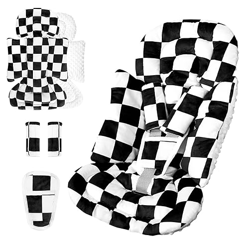 Miniatura 11 de DILIMI Inserto de asiento de automóvil para bebé, soporte para la cabeza del asiento de automóvil con 3 almohadillas de correa, cojín suave