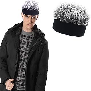 LUYING カツラ 男性用 ウィッグ付き帽子 男性ウィッグ帽子 男性用白髪ウィッグ 男性用 ハチマキ キャップ カツラ コスチューム 衣装 パーティー ファッション グッズ ヒップホップ・スタイル ファッション製品 普段着 パーティー コスプレに最適 帽子 バンダナ (ブラック)