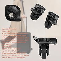 Vista 3 de 2 pares de ruedas de repuesto para equipaje giratorio 360 ruedas de maleta doble rodillo negro (W187)