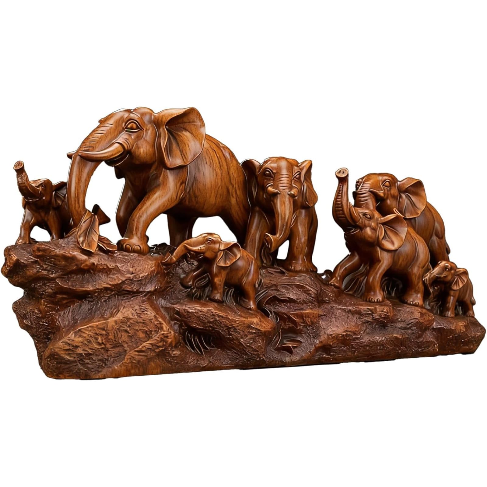 AOTTSD Dragon Phoenix Statue Agarwood Carved Housewarming Feng Shui Gift Decor 19cm
