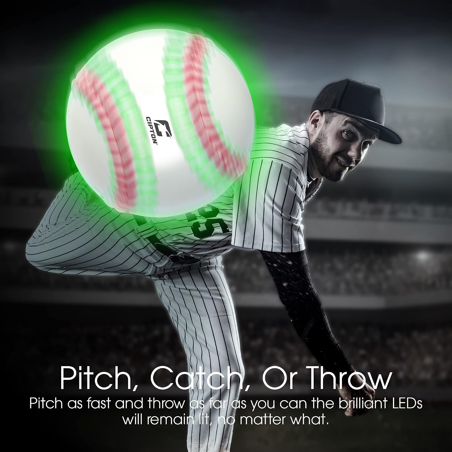Cipton Baseball, Light Up Baseball, Glow in The Dark Baseball, Light Switch to Turn on Baseball Lights, Official Size and Weight Baseball, 6 Color Light Up Options