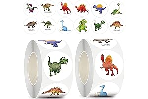 1000pcs Dinosaur Stickers Reward Roll for Kids