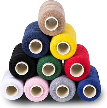 10 ألوان خيط الخياطة Serger - 10 خيوط مخروطية من 500 ياردة كل بكرة | خياطة مقاطع اللحف مواد الخياطة للمبتدئين وخيوط آلة الخياطة الثقيلة | خيوط الدانتيل ، غزل الشريط