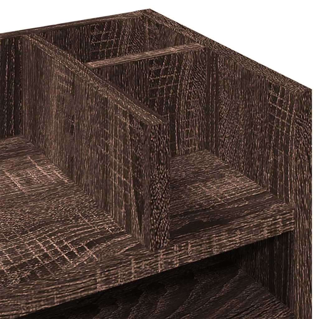Organizer da scrivania, in legno di quercia, 44,5 x 24 x 25 cm, con 6 scomparti, per cancelleria, organizzazione, portapenne, documenti, per casa e ufficio