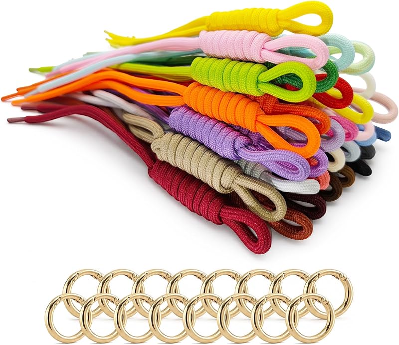 Paracord Keychain, 20/33/40 Pack Braided Rope Keychains | Keychain for Bags, Backpack Purse Charms, Handmade Key Chain for Keys, Carabiner Zipper Pull, DIY Craft Decoration