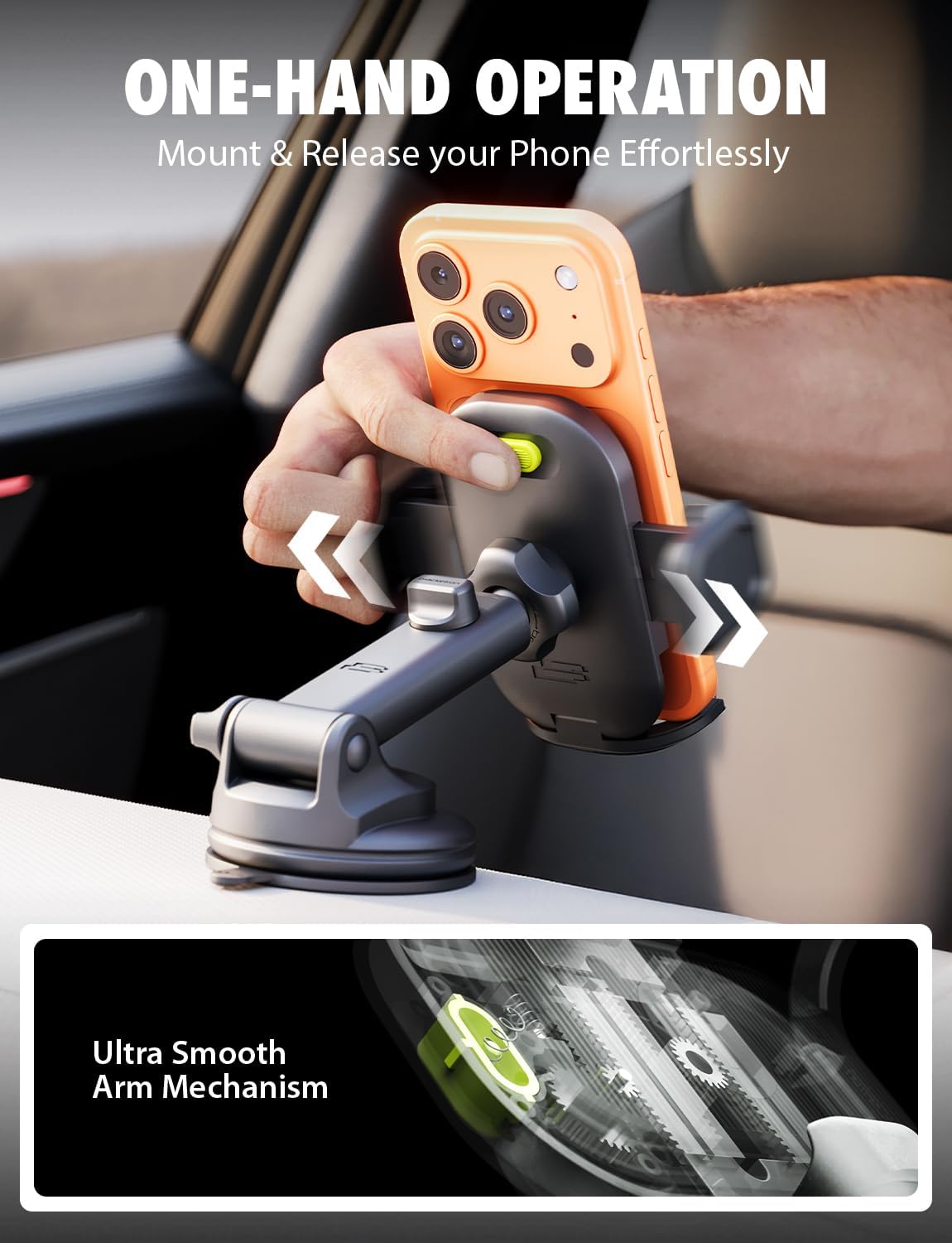 Bracketron TripGrip PRO Car Phone Holder Mount– Universal Phone Holders for Your Car with Telescopic Arm (3.5″–6.5″) for Windshield & Dashboard – Compatible with Most Smartphones