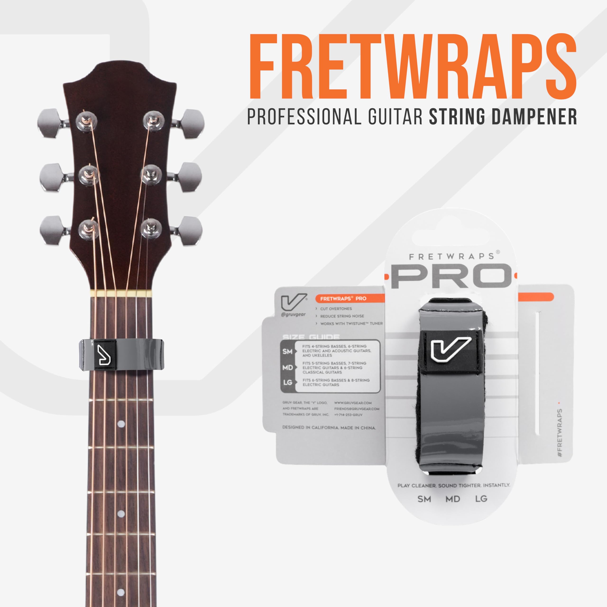FretWraps Pro Lot de 1 (gris, taille S)