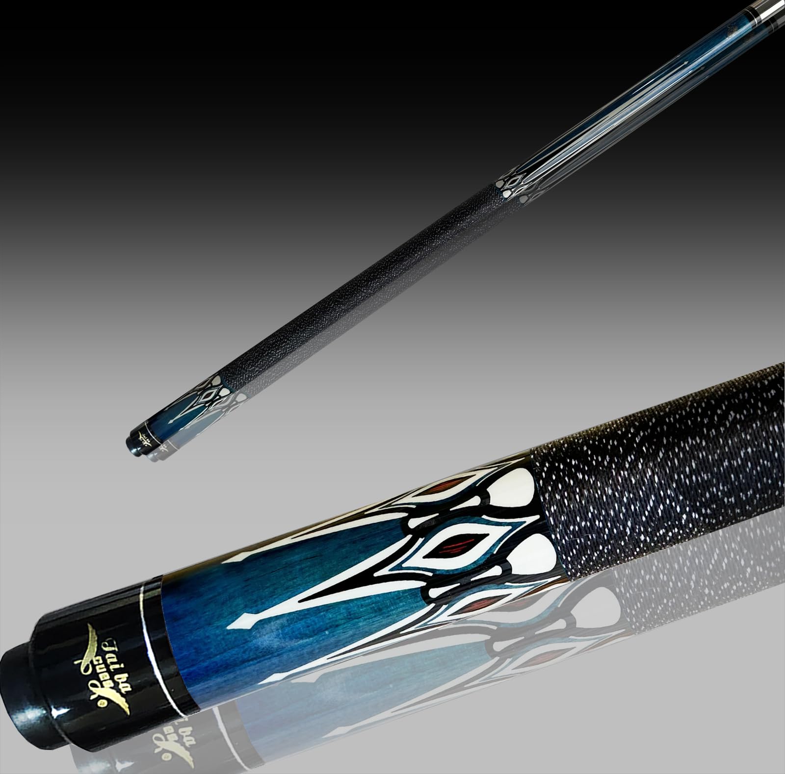 TaiBA Bastone da biliardo in 2 pezzi + custodia rigida, punta da 13 mm, 147,3 cm, in legno di acero canadese professionale, 540-595 g (selezionabile) - blu, nero, rosso, grigio, verde, marrone