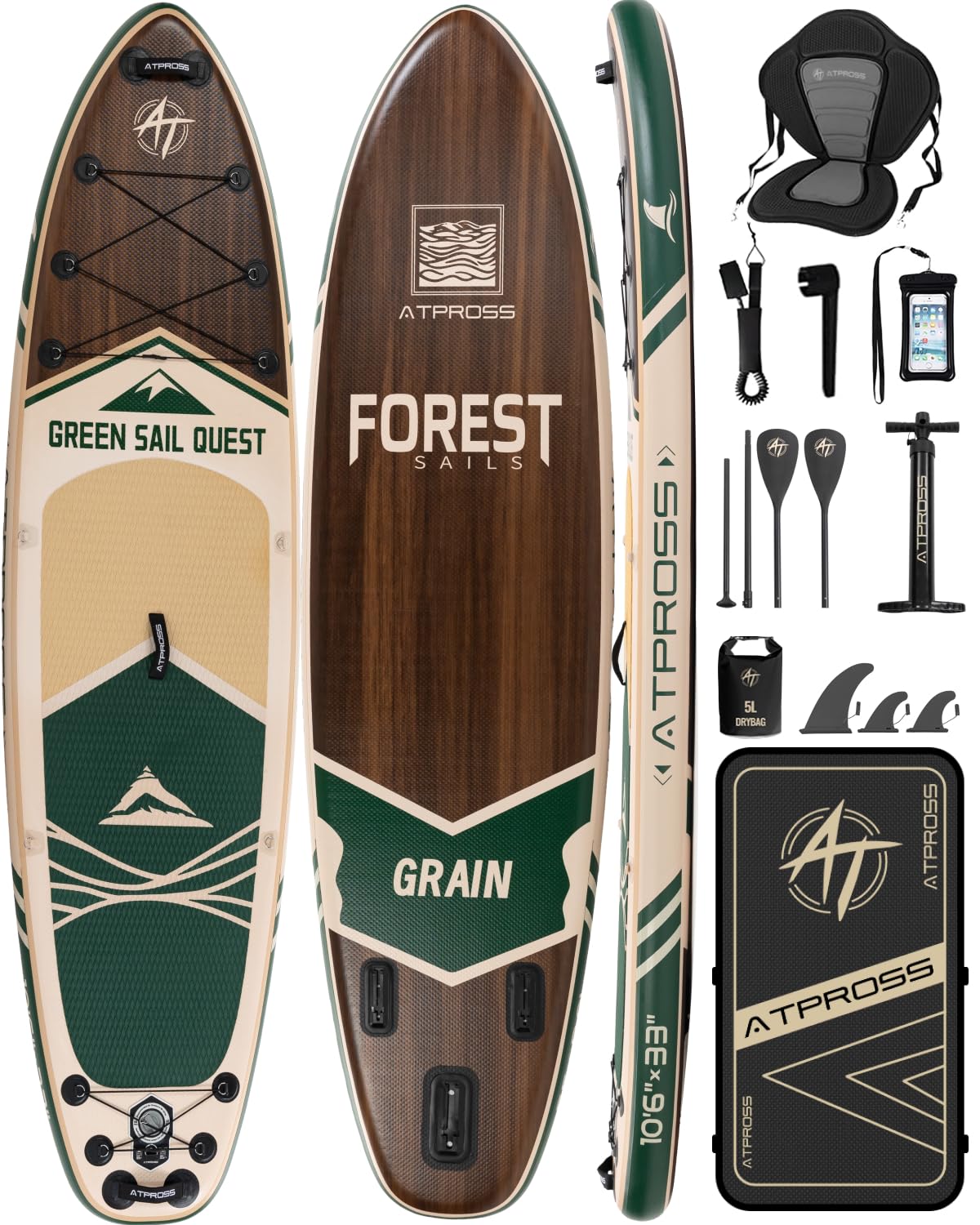 ATPROSS Tavola SUP Gonfiabile con Sedile Kayak e Accessori, 320x84cm Stand Up Paddle Extra Largo per 2 Persone, Portata 200kg, Canoa Gonfiabile 2 Posti Stabile e Antiscivolo per Mare e Surf