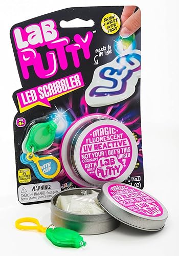 Miniatura 5 de JA-RU Masilla de laboratorio con luz UV LED Scribbler masilla de slime reactiva con linterna (3 limos) mágica que cambia de color para niños.