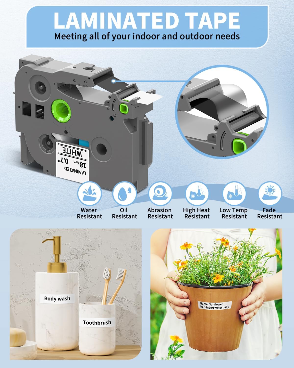 TZe-241 TZe241 Replacement for Brother P Touch Label Tape TZe TZ Tape 18mm 0.7 Inch Laminated White Label Maker Tape, Compatible with Brother PT-D400 PT-D410 PT-D600 PT-D610BT, 3/4 Inch, 4-Pack - Image 5