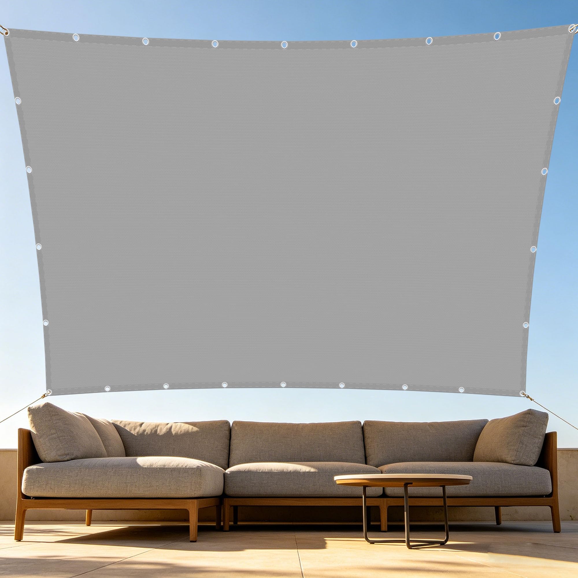 Voile d'ombrage rectangulaire étanche 140x240 cm gris clair avec cordons