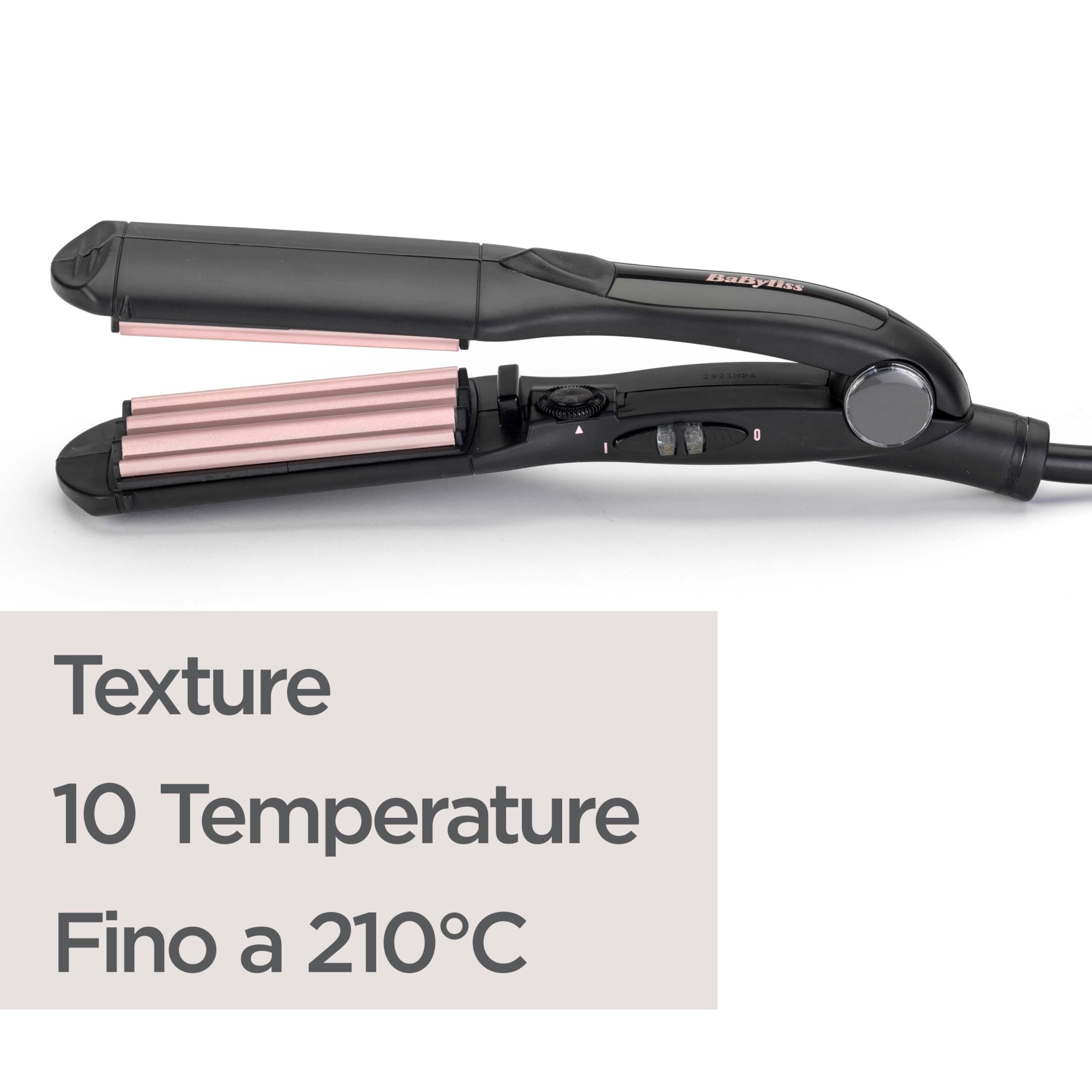 BaByliss Piastra frisè, Tourmaline Ceramic, 10 temperature fino a 210°C, nero, 2165CE