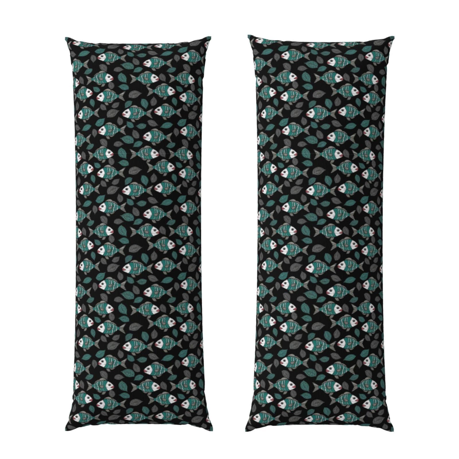 Long Pillowcase 20x60 Beautiful Ethnic Fish, Body Pillow Cover with Hidden Zipper, Premium Quality Velvet, Breathable Rectangular Case for Bed Couch