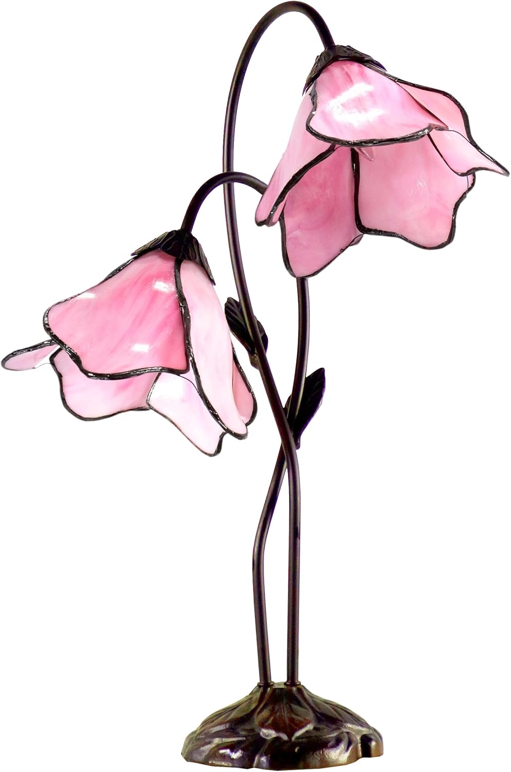 Dale Tiffany TT12146 Poelking 2-Light Pink Lily Table Lamp, 12" x 12" x 21", Bronze