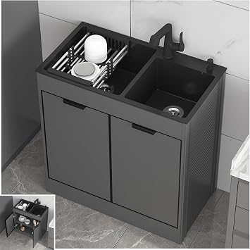 Sink Single Kitchen Kitchen Sink Sink, Sink Cabinet with Sink and Faucet, Set Sink + Base Cabinet with 2 Doors, Sink Kitchen Sink, Gastro Sink Unit Stainless Steel Sink80cm
