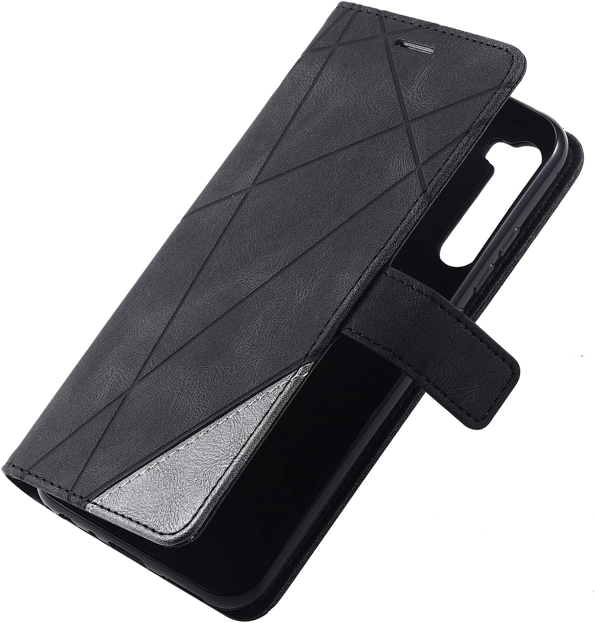 Compatible with Samsung Galaxy A21 A215U Flip Kickstand Case Cover,Compatible with Samsung Galaxy A21 A215U Wallet Magnetic Closure Case Black